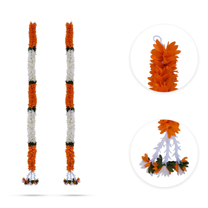 Side Toran Pair - 37 Inches | Sugandaraja Artificial Flower Thoran/ Door Hanging Toran For Auspicious Entrance - Toran