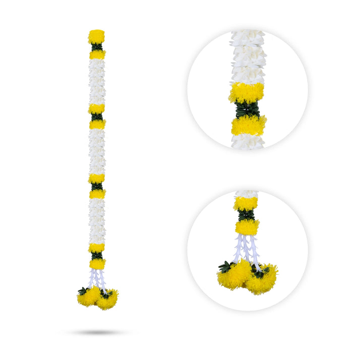 Jasmine & Marigold Flower Side Toran Pair - 44 Inches | Artificial Flower Thoran/ Hanging Toran For Home Decor - Toran