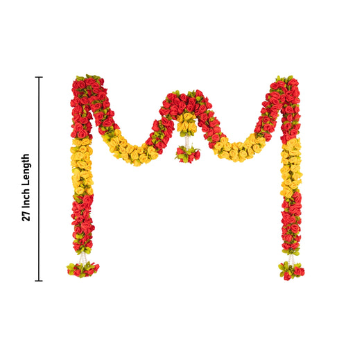 Door Toran Set - 27 Inches | Artificial Flower Toran/ Rose Thoran/ Bandanwar for Door Decor - Toran