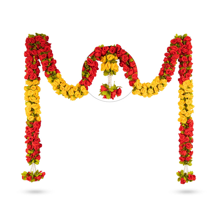 Door Toran Set - 27 Inches | Artificial Flower Toran/ Rose Thoran/ Bandanwar for Door Decor - Toran
