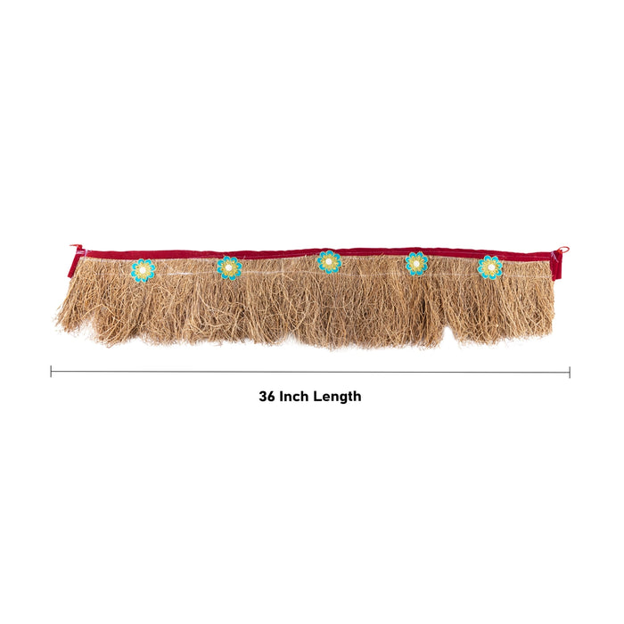 Vettiver Toran - 36 Inches | Natural Vetiver Thoran/ Traditional Door Bandanwar For Auspicious Decor - Toran