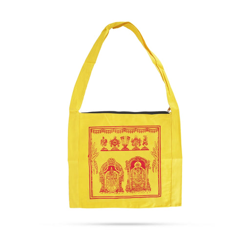 Side Bag - 17 x 14 Inches | Yellow Colour Shoulder Bag/ Balaji Thayar Cloth Bag/ Gift Bag for Men & Women - Bags & Pouches