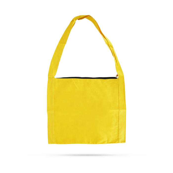 Side Bag - 17 x 14 Inches | Yellow Colour Shoulder Bag/ Balaji Thayar Cloth Bag/ Gift Bag for Men & Women - Bags & Pouches