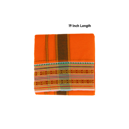 Cotton Veshti - 9 X 5 Yards | Orange Dhoti/ 5 Inch Pate Border Vesti For Traditional Wear & Temple Visits - Veshti & Dhoti