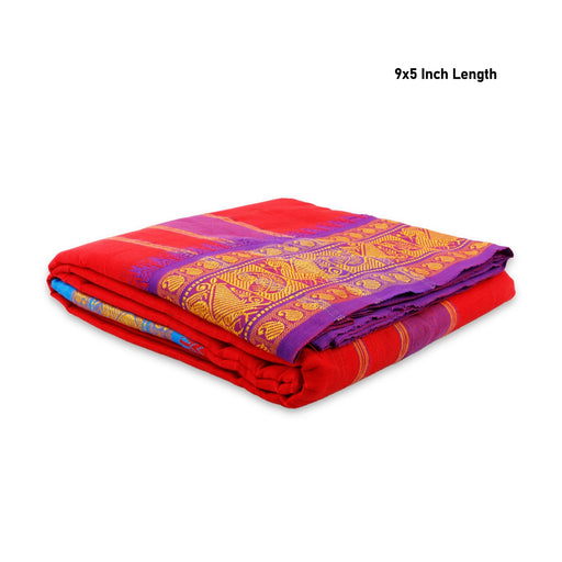 Cotton Veshti - 9 x 5 Yards | Red Colour Dhoti/ 6 Inches Jacquard Border Vesti for Men - Veshti & Dhoti