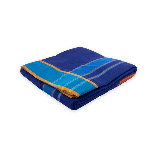 Cotton Veshti - 9 x 5 Yards | 3 Inches Thillana Border Dhoti/ Navy Blue Colour Vesti for Men - Veshti & Dhoti