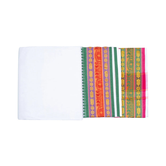 Veshti - 9 x 5 Yards | 5 Inches Pate Border Dhoti/ White Vesti for Men - Veshti & Dhoti