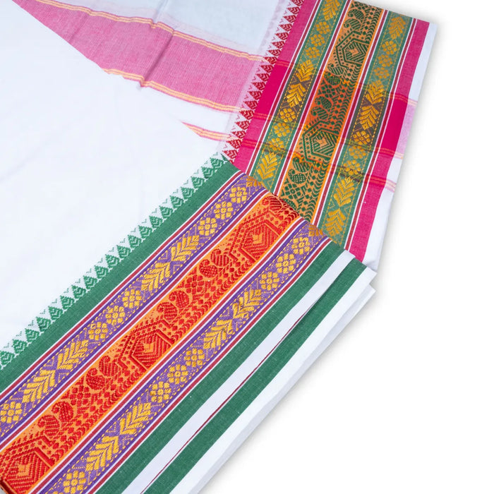 Veshti - 9 x 5 Yards | 5 Inches Pate Border Dhoti/ White Vesti for Men - Veshti & Dhoti