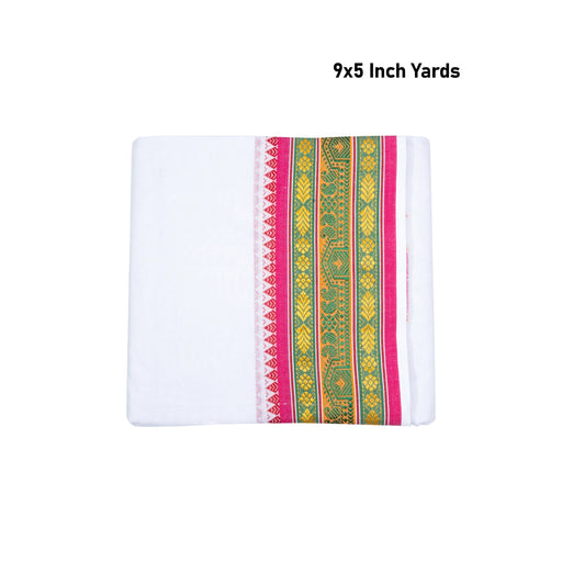 Veshti - 9 x 5 Yards | 5 Inches Pate Border Dhoti/ White Vesti for Men - Veshti & Dhoti