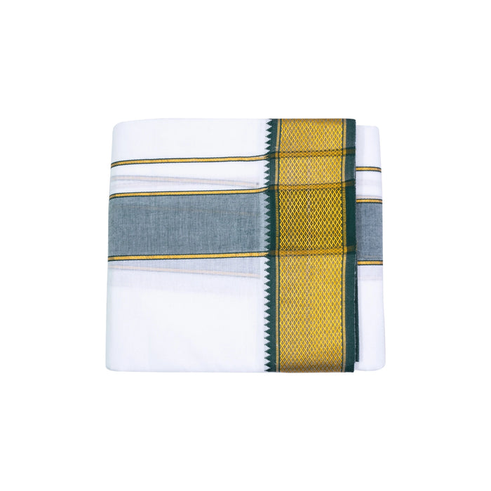 Veshti - 9 x 5 Yards | 15 Kan MayilKan Border Dhoti/ White Vesti for Men - Veshti & Dhoti