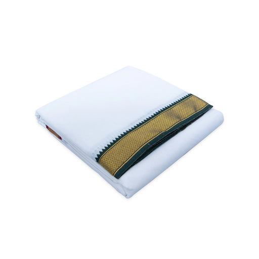Veshti - 10 x 6 Yards | White Colour Vesti/ 9 Kan Mayilkan Border Dhoti for Men - Veshti & Dhoti
