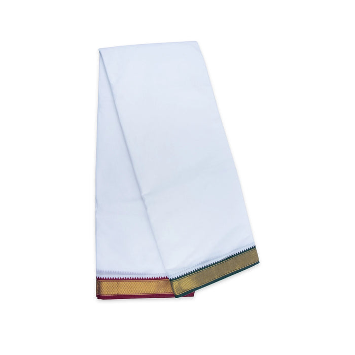 Veshti - 10 x 6 Yards | White Colour Vesti/ 9 Kan Mayilkan Border Dhoti for Men - Veshti & Dhoti