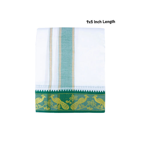 Cotton Veshti - 9 x 5 Yards | White Colour Dhoti/ Jacquard Border Vesti for Men - Veshti & Dhoti