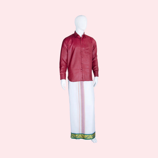 Cotton Veshti - 9 x 5 Yards | White Colour Dhoti/ Jacquard Border Vesti for Men - Veshti & Dhoti