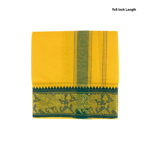 Cotton Veshti - 9 X 5 Yards | Jacquard Dhoti/ Mango Yellow Colour Vesti For Traditional Wear And Temple Visits - Veshti & Dhoti