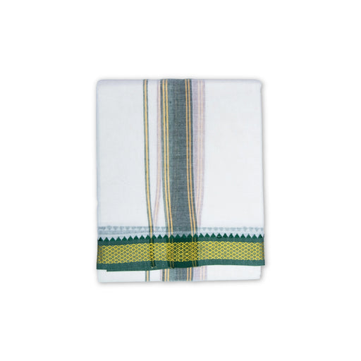 Veshti - 8 x 4 Yards | 5 Kan MayilKan Border Dhoti/ Half White Vesti / Traditional Dhothi for Men - Veshti & Dhoti