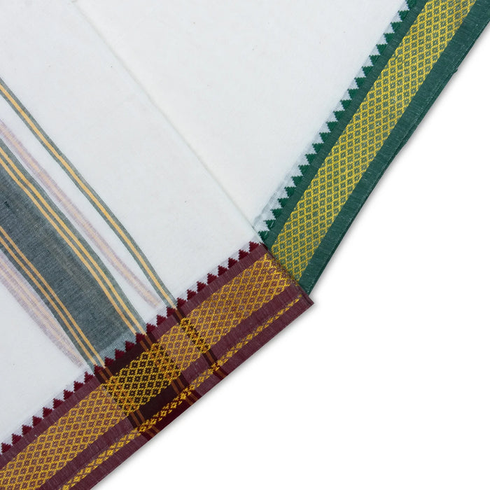 Veshti - 8 x 4 Yards | 5 Kan MayilKan Border Dhoti/ Half White Vesti / Traditional Dhothi for Men - Veshti & Dhoti