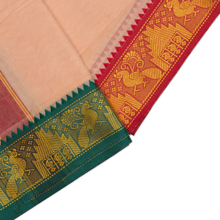 Cotton Veshti - 9 x 5 Yards | Light Kavi Colour Dhoti / Jacquard Border Vesti for Men