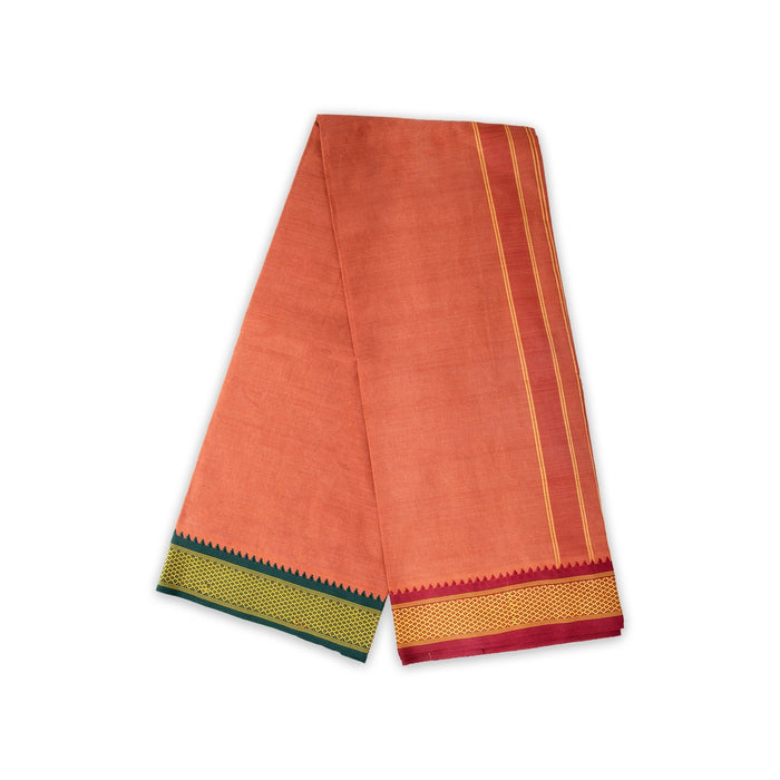 Cotton Veshti - 2 Mtrs | Padayappa Border Dhoti/ Dark Kavi Colour Vesti for Men - Veshti & Dhoti