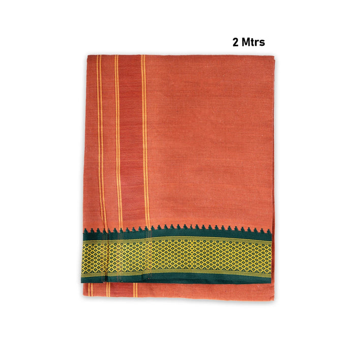 Cotton Veshti - 2 Mtrs | Padayappa Border Dhoti/ Dark Kavi Colour Vesti for Men - Veshti & Dhoti