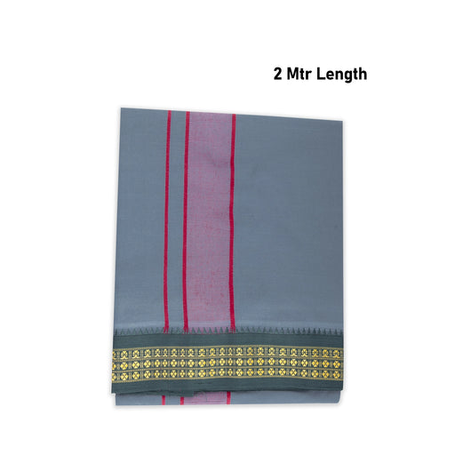 Cotton Veshti - 2 Mtrs | Rudraksha Border Dhoti/ Grey Colour Vesti for Men - Veshti & Dhoti
