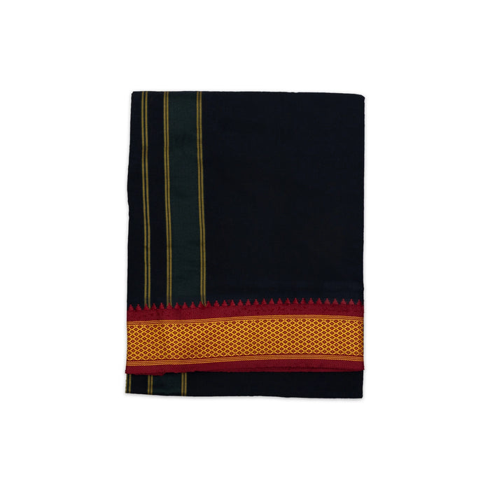 Cotton Veshti - 2 Mtrs | Black Dhoti / Padayappa Border Vesti / Traditonal Dhothi For Men