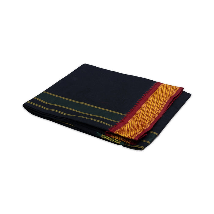 Cotton Veshti - 2 Mtrs | Black Dhoti / Padayappa Border Vesti / Traditonal Dhothi For Men