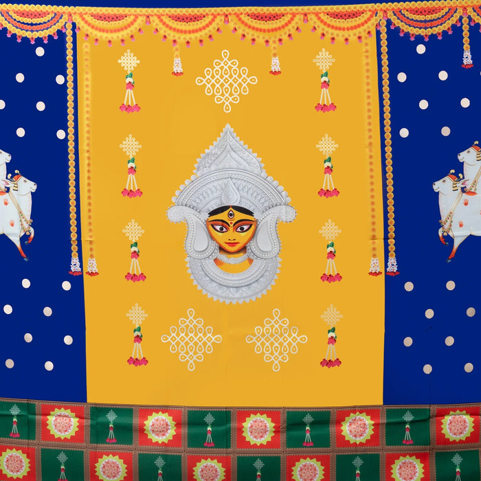 Pooja Screen- 5 x 8 Inches | Cotton Curtain / Temple Screen / Decorative Curtain For Pooja Room - Deity Curtain