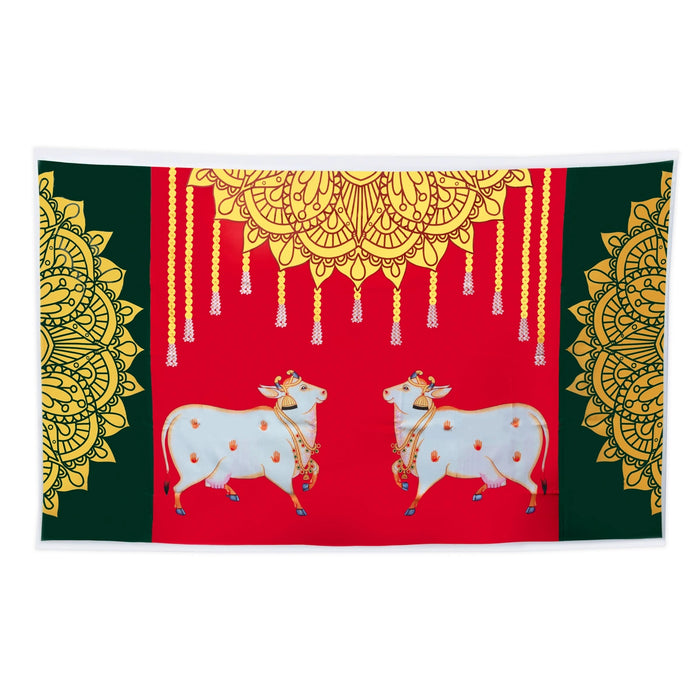 Pooja Screen- 5 x 8 Inches | Cotton Curtain / Temple Screen / Decorative Curtain For Pooja Room - Deity Curtain