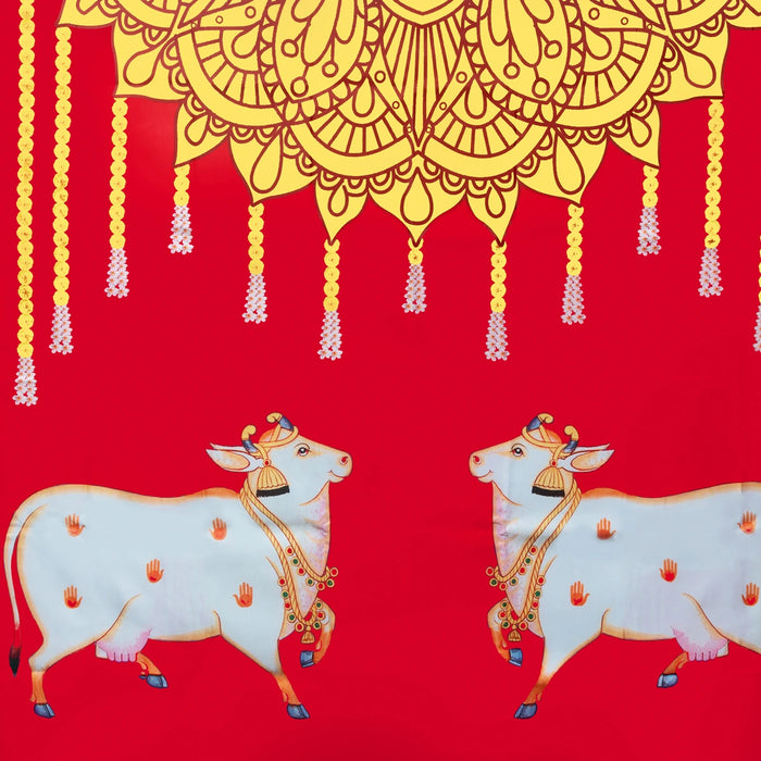 Pooja Screen- 5 x 8 Inches | Cotton Curtain / Temple Screen / Decorative Curtain For Pooja Room - Deity Curtain
