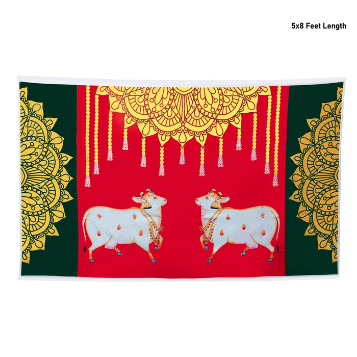 Pooja Screen- 5 x 8 Inches | Cotton Curtain / Temple Screen / Decorative Curtain For Pooja Room - Deity Curtain
