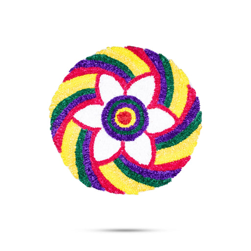 Rangoli Mat - 24 Inches | Rangoli Floor Mat/ Flower Design Canvas Muggu Mat for Home Decor/ 270 Gms - Kolam & Rangoli