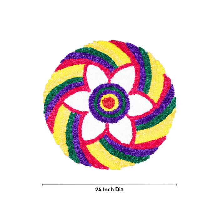 Rangoli Mat - 24 Inches | Rangoli Floor Mat/ Flower Design Canvas Muggu Mat for Home Decor/ 270 Gms - Kolam & Rangoli