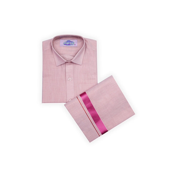 Shirt With Dhoti - Size 3 To 4 | Velcro Design Veshti And Half Sleeves Shirt/ Cotton Vesti for Kids - Veshti & Dhoti