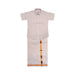 Shirt With Dhoti - Size 3 To 4 | Velcro Design Veshti And Half Sleeves Shirt/ Cotton Vesti for Kids - Veshti & Dhoti