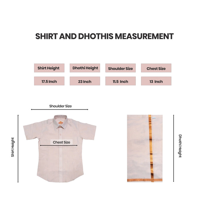 Shirt With Dhoti - Size 3 To 4 | Velcro Design Veshti And Half Sleeves Shirt/ Cotton Vesti for Kids - Veshti & Dhoti