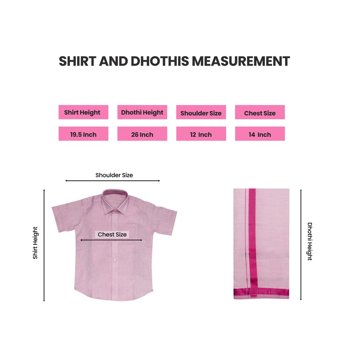 Shirt With Dhoti - Size 5 | Velcro Design Veshti And Half Sleeves Shirt/ Cotton Vesti for Kids - Veshti & Dhoti