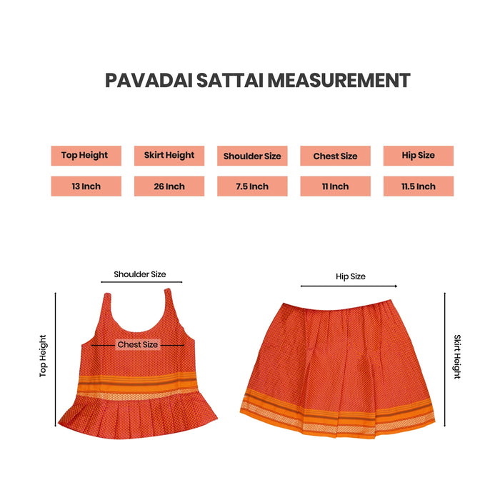 Sleeveless Pavadai Sattai - Size 16 | Cotton Skirt And Top/Traditional Dress/South Indian Dress For Baby Girls - Long Skirts / Ghagra / Pavadai