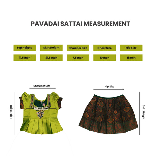 Pavadai Sattai | Size 0-1/ Varanasi Cotton Skirt And Top/ Traditional Dress/ South Indian Dress For Baby Girls - Long Skirts / Ghagra / Pavadai