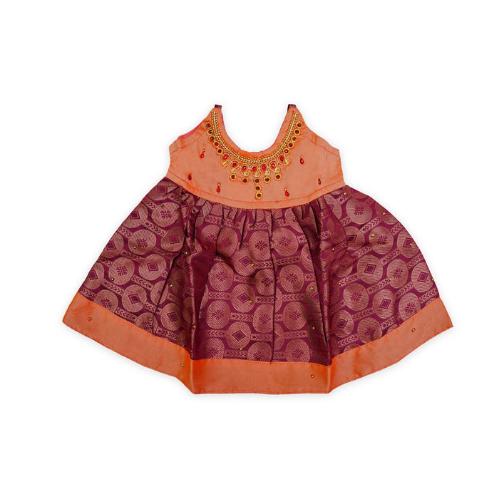 Sleeveless Frock Dress-Size New Born | Jacquard Cloth Gown Dress/Readymade Dress/Traditional Dress For Baby Girls - Long Skirts / Ghagra / Pavadai