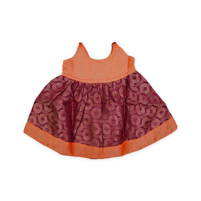 Sleeveless Frock Dress-Size New Born | Jacquard Cloth Gown Dress/Readymade Dress/Traditional Dress For Baby Girls - Long Skirts / Ghagra / Pavadai