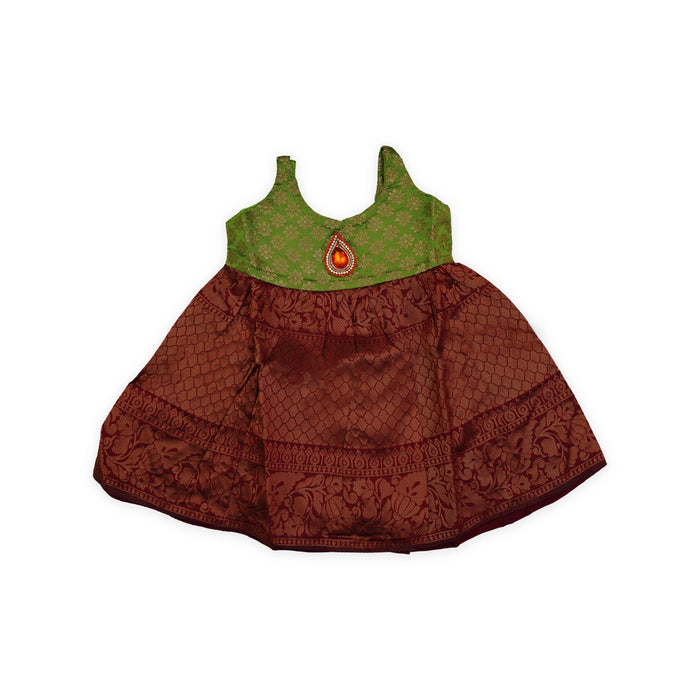 Sleeveless Frock Dress-Size New Born | Jacquard Cloth Gown Dress/Readymade Dress/Traditional Dress For Baby Girls - Long Skirts / Ghagra / Pavadai