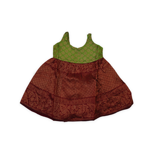 Sleeveless Frock Dress-Size New Born | Jacquard Cloth Gown Dress/Readymade Dress/Traditional Dress For Baby Girls - Long Skirts / Ghagra / Pavadai