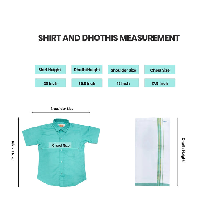 Veshti Shirt Pair | Size 11-12/ Tamil Traditional Dress/ Velcro Vesti Shirt/ Dhoti Shirt For Boys Festival Wear - Veshti & Dhoti