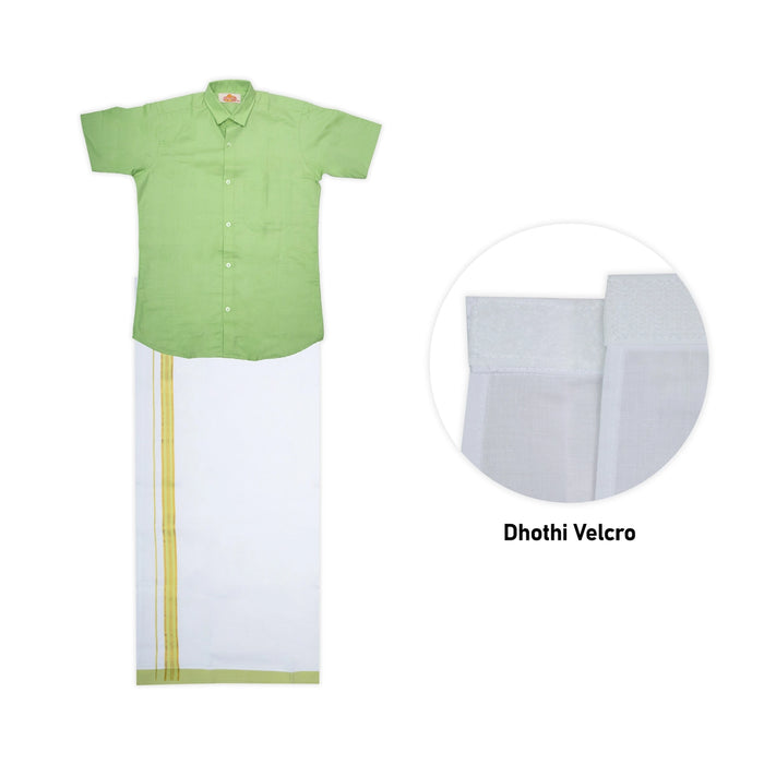 Veshti Shirt Pair | Size 13-14/ Tamil Traditional Dress/ Velcro Vesti Shirt/ Dhoti Shirt For Boys Festival Wear - Veshti & Dhoti