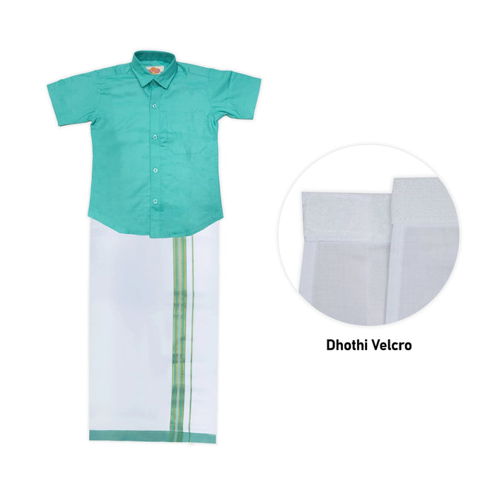 Veshti Shirt Pair | Size 13-14/ Tamil Traditional Dress/ Velcro Vesti Shirt/ Dhoti Shirt For Boys Festival Wear - Veshti & Dhoti