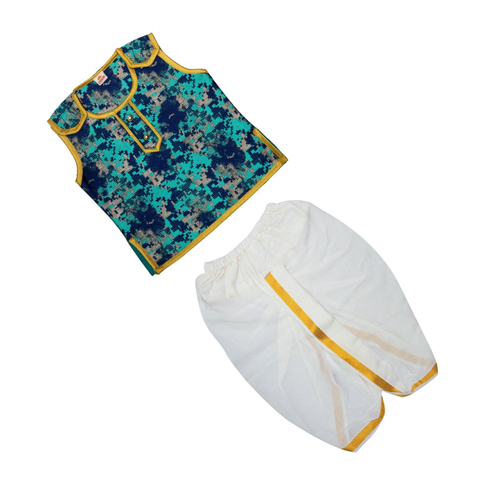 Readymade Panchakacham Dhoti Pair - Size 12 Months | Cotton Panchakajam/ Traditional Dress For Baby Rituals - Veshti & Dhoti