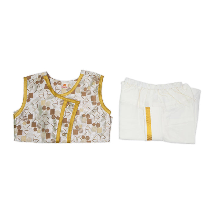 Readymade Panchakacham Dhoti Pair - Size 12 Months | Cotton Panchakajam/ Traditional Dress For Baby Rituals - Veshti & Dhoti