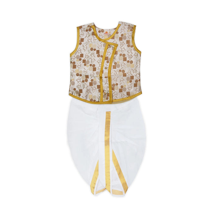 Readymade Panchakacham Dhoti Pair - Size 12 Months | Cotton Panchakajam/ Traditional Dress For Baby Rituals - Veshti & Dhoti