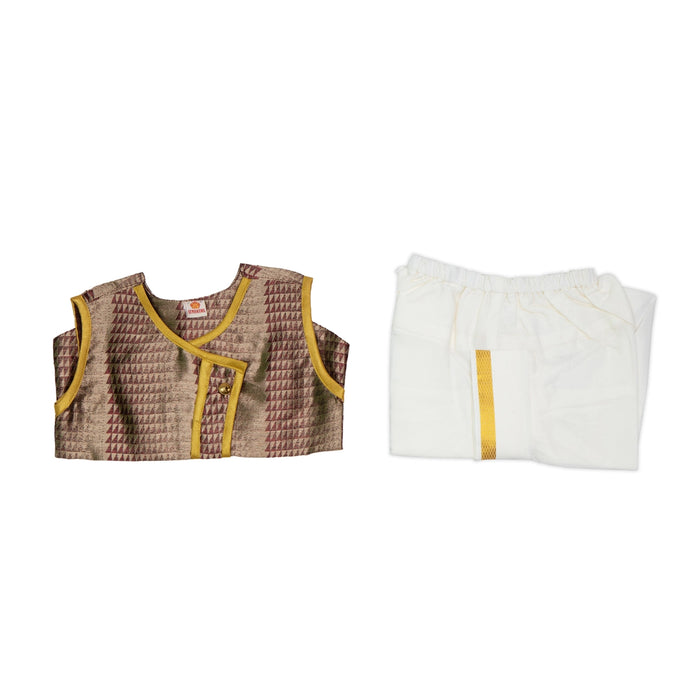 Readymade Panchakacham Dhoti Pair - Size 12 Months | Cotton Panchakajam/ Traditional Dress For Baby Rituals - Veshti & Dhoti